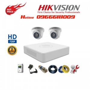Bộ 2 Camera Dome HIKVISION 1.0MP